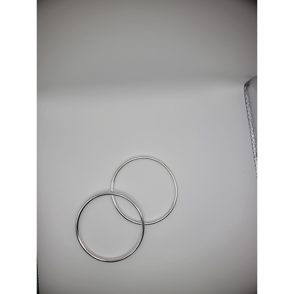 Vintage Silver Tone Sphere‎ Bangle Bracelets Two Stainless Steel Jewelry Costume